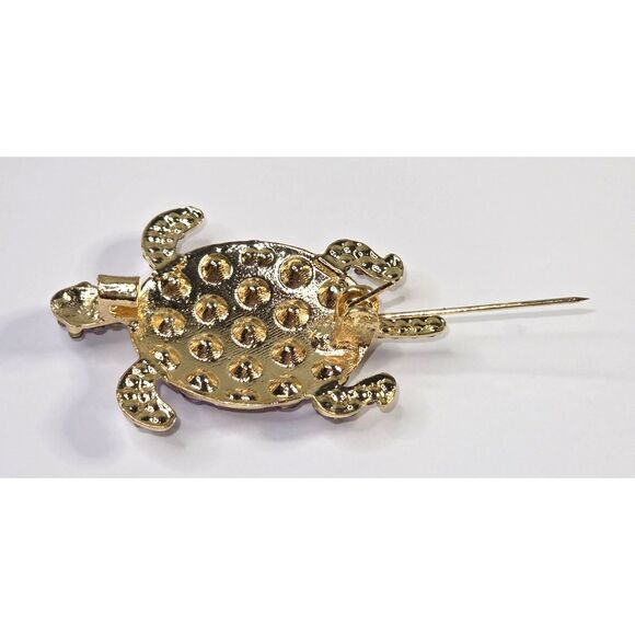 Purple Rhinestone Turtle Brooch - Picture 2 of 5